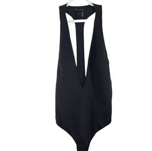 Caribbean Queen Black Sleeveless Bodysuit Bottom Snap Closure SZ Medium